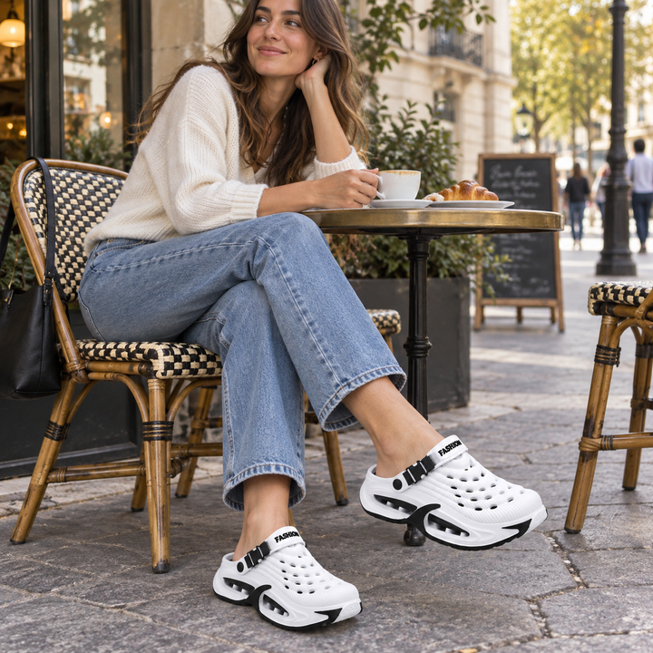 Client portant les sabots Talia